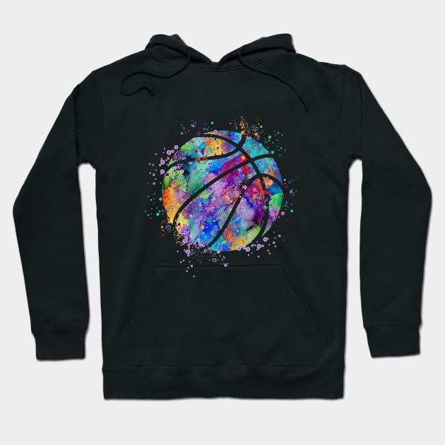 Basketball Ball Colorful Watercolor Hoodie by LotusGifts